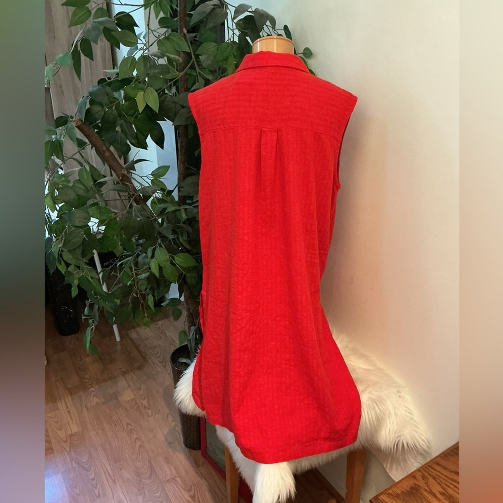 Marc New York linen Red Sleeveless Shirt Dress Womans Size Large NWT - Picture 4 of 12